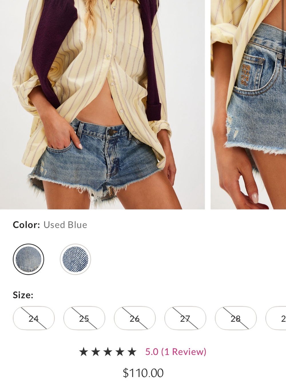 Blue Denim Frayed Hem Women’s Shorts